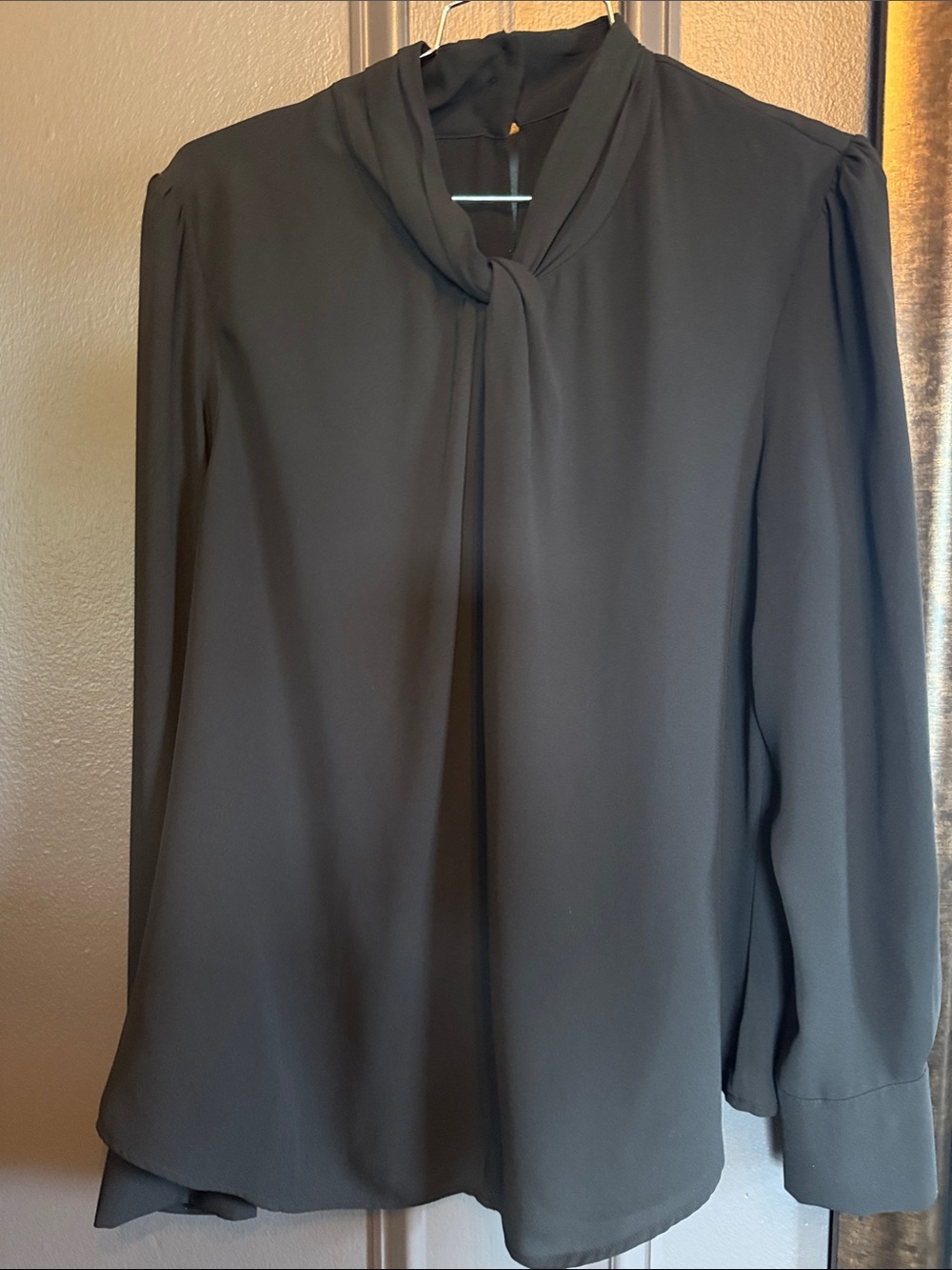 White House Black Market Black Tie-Neck Blouse